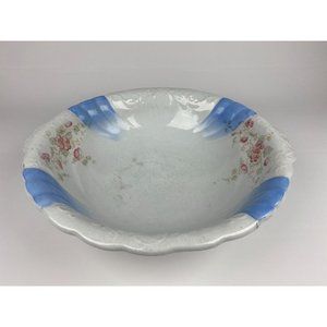 Antique Victorian KLONDYKE Floral Ceramic Wash Basin, 17"